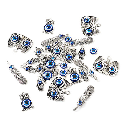 36Pcs 6 Style Evil Eye Alloy Enamel Pendants ENAM-TA0001-32-1