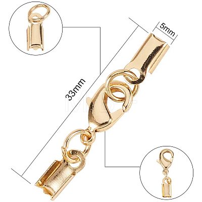 Rack Plating Brass Lobster Claw Clasps with Clip Ends KK-PH0035-33G-1