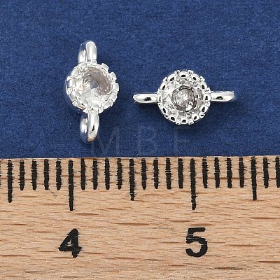 Brass Cubic Zirconia Flat Round Connector Charms KK-H204-02S-04-1