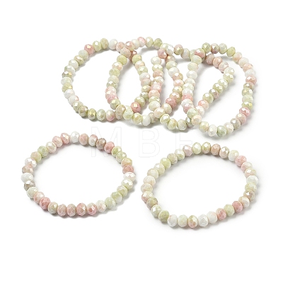 AB Color Faceted Rondelle Glass Beaded Stretch Bracelets for Women BJEW-PH01820-07-1