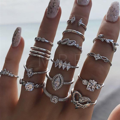 Alloy and Crystal Rhinestone Cuff Rings & Finger Rings FS-WG2C342-01-1