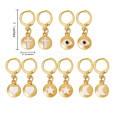 5Pairs 5 Styles Brass Huggie Hoop Earrings EJEW-SZ0001-26G-1