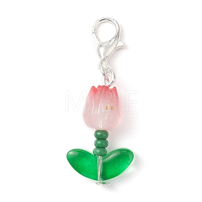 40Pcs Tulip Acrylic Pendant Decorations HJEW-JM04689-01-1