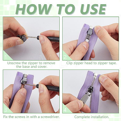 Stainless Steel Zipper Accessories FIND-WH0173-498B-1
