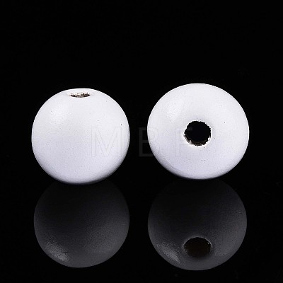 Spray Painted Round Natural Schima Wood Beads WOOD-A018-14mm-30-1