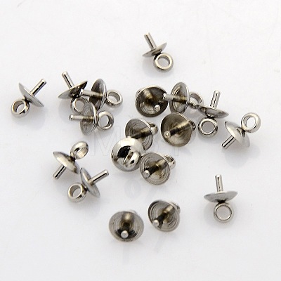 201 Stainless Steel Cup Pearl Peg Bails Pin Pendants STAS-N023-01-5mm-1