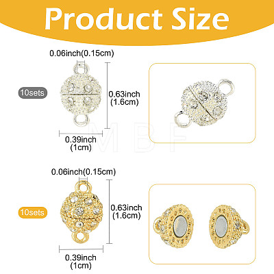 10 Bags Alloy Rhinestone Magnetic Clasps RB-FS0001-08S-1