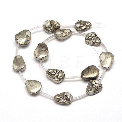 Buddha Natural Pyrite Beads Strands G-I125-55-1