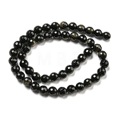 Natural Golden Sheen Obsidian Beads Strands G-E571-A01-02-1