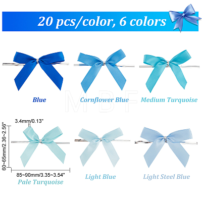   120Pcs 6 Colors Polyester Packaging Ribbon Bows DIY-PH0013-54-1