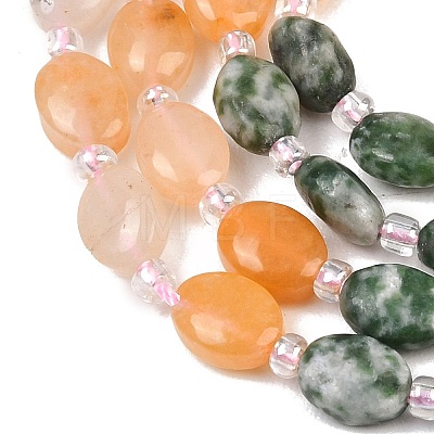 Natural Green Spot Jasper & Rose Quartz & Moss Agate & Red Aventurine Beads Strands G-Z135-A07-1