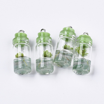 Glass Bottle Pendant Decorations GLAA-S181-12G-1