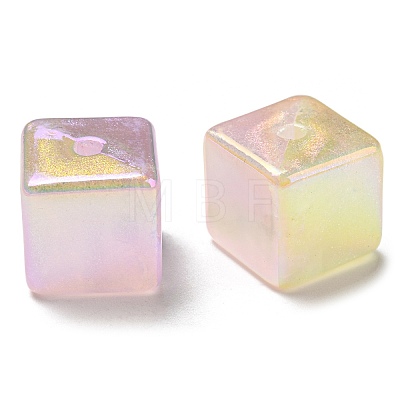 UV Plating Rainbow Iridescent Opaque Acrylic Beads MACR-D081-17-1