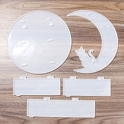 Moon Shape Floating Shelf DIY Silicone Molds Kit DIY-G093-02G-1