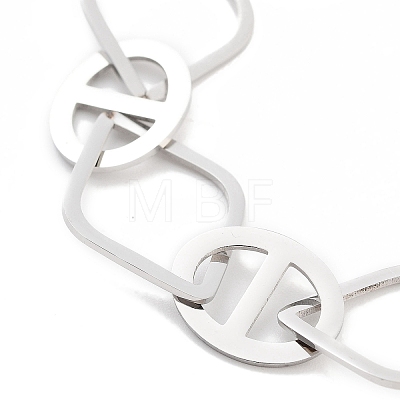 304 Stainless Steel Oval & Rhombus Link Chain Bracelets for Women BJEW-K249-01P-1