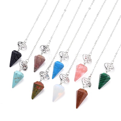 Natural & Synthetic Mixed Stone Hexagonal Pointed Dowsing Pendulums G-A024-B-1