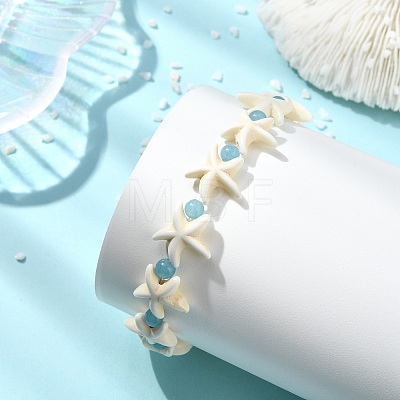 Natural White Jade & Synthetical Turquoise Beaded Bracelets for Women BJEW-JB13916-1