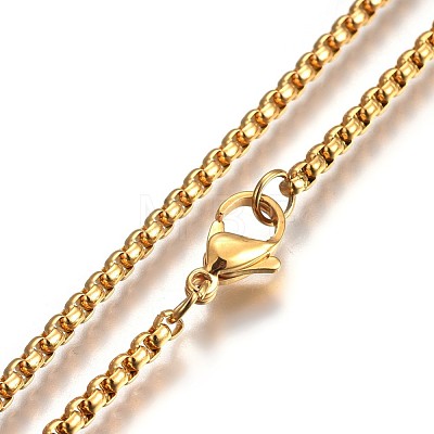 304 Stainless Steel Box Chain Necklaces NJEW-O110-05F-G-1