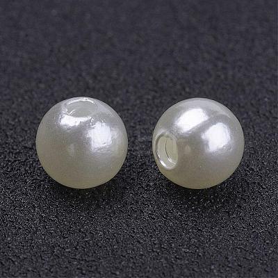 Creamy White Round Chunky Imitation Loose Acrylic Pearl Beads X-PACR-6D-12-1
