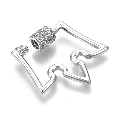 Brass Micro Pave Clear Cubic Zirconia Screw Carabiner Lock Charms ZIRC-T013-04P-NF-1