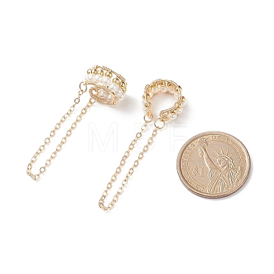 Shell Pearl Beaded Cuff Earrings EJEW-TA00157-1