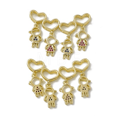 Rack Plating Brass Micro Pave Cubic Zirconia Slide Charms ZIRC-F130-09G-1