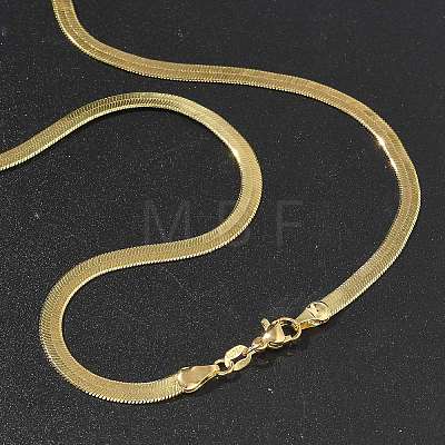 4mm Rack Plating Brass Flat Snake Chain Necklaces for Women Men MAK-L044-14G-1