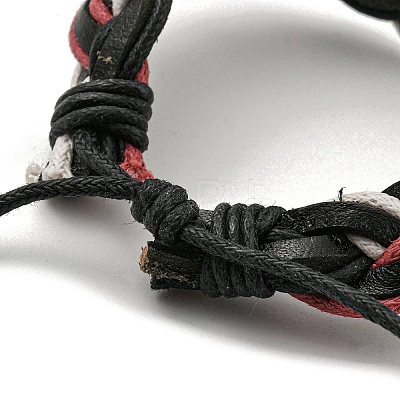 Adjustable PU Leather Braided Cord Bracelets with Waxed Cord BJEW-F468-02-1