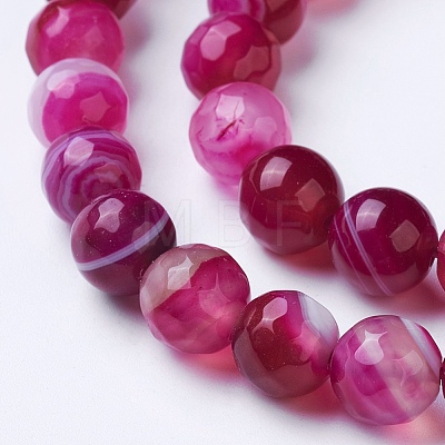 Natural Striped Agate/Banded Agate Beads Strands G-G753-04-8mm-1