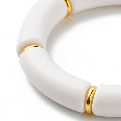 Chunky Curved Tube Beads Stretch Bracelets Set for Girl Women BJEW-JB06949-1