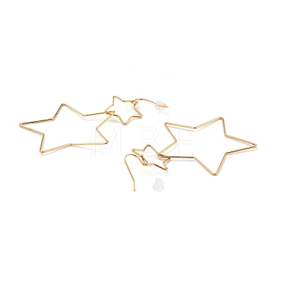 Interlock Double Open Star Dangle Earrings EJEW-C007-01G-1