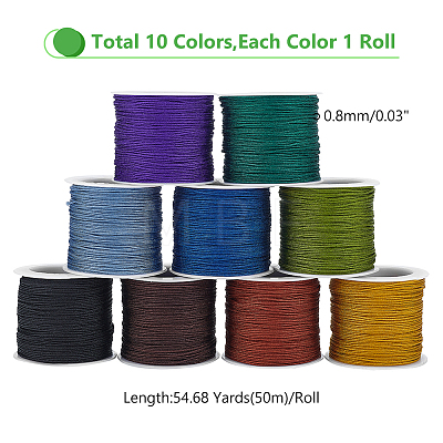 WADORN 10 Rolls 10 Colors Chinlon Thread OCOR-WR0001-40-1