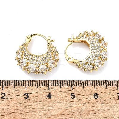 Brass Micro Pave Clear Cubic Zirconia Chunky Hoop Earrings EJEW-C182-04G-1