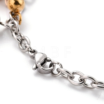304 Stainless Steel Round Charm Bracelets STAS-B021-08-1