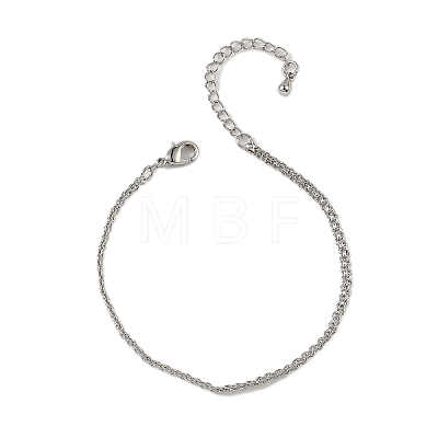 Brass Rope Chain Bracelets for Women BJEW-G735-08P-1