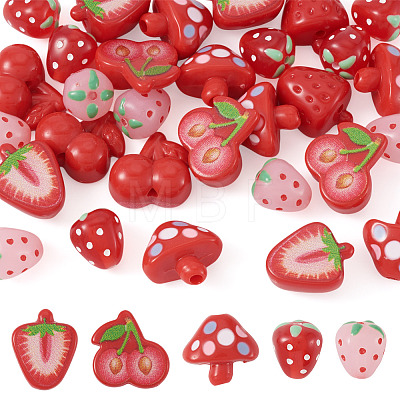 30Pcs 5 Styles Opaque Acrylic Beads MACR-TA0002-94-1