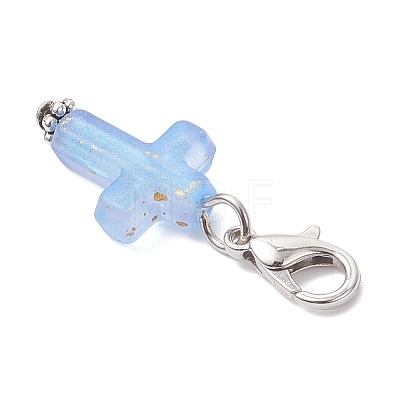 Plastic Cross Pendant Decorations HJEW-JM04519-1