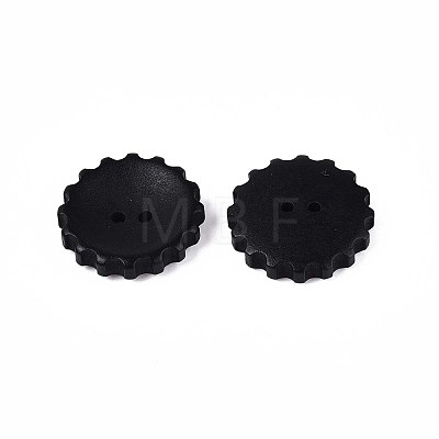 Spray Painted Natural Wood Buttons WOOD-T032-34E-1