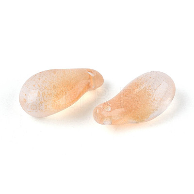 Transparent Glass Teardrop Charms GLAA-T030-03B-1