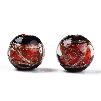 Handmade Gold Sand Lampwork Beads LAMP-T019-12mm-03-1