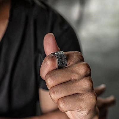Coin Pattern Zinc Alloy Cuff Rings for Men FS-WG4E0D0-01-1