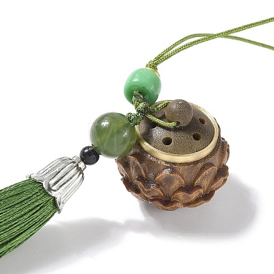 Green Sandalwood Lotus Incense Balls Pendant Decorations HJEW-D300-01B-01PG-1