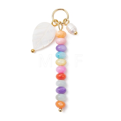 Natural Freshwater Shell Dyed Rondelle Beaded Pendants PALLOY-JF04742-1