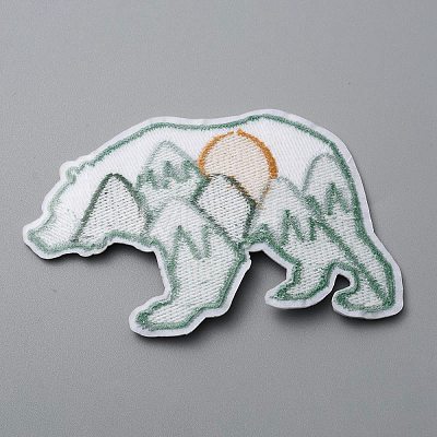 Polar Bear with Scenery Computerized Embroidery Cloth Iron on/Sew on Patches DIY-WH0409-15D-1