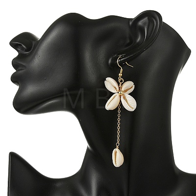 Natural Cowrie Shell Dangle Earrings EJEW-JE07285-1