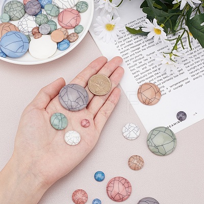 SUNNYCLUE 48Pcs 8 Style Resin Cabochons CRES-SC0001-77-1