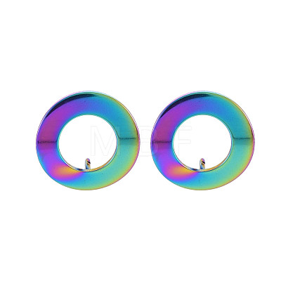 Rainbow Color 304 Stainless Steel Stud Earring Findings STAS-N098-018-1