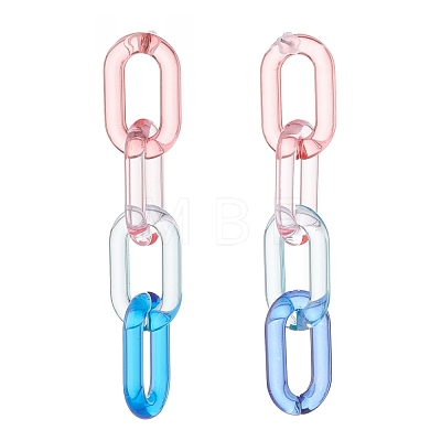 2Pair 2 Color Candy Color Acrylic Cable Chain Tassel Dangle Stud Earrings for Women EJEW-JE04769-1