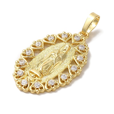 Brass Micro Pave Cubic Zirconia Pendants KK-S391-14G-1