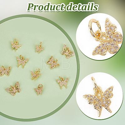   10Pcs 5 Style Brass Micro Pave Clear Cubic Zirconia Charms KK-PH0006-04-1